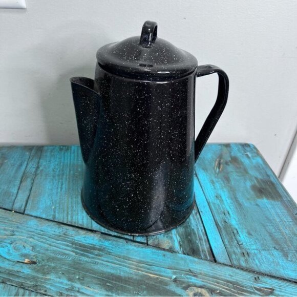 Vintage Black Graniteware Enamel Coffee Pot | Campware - Picture 3 of 10